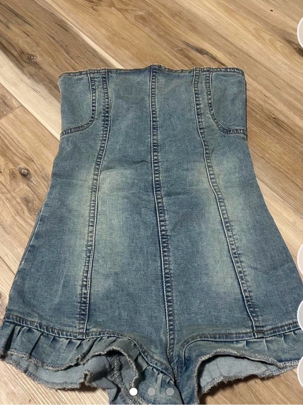Edikted Blue Strapless Denim Romper